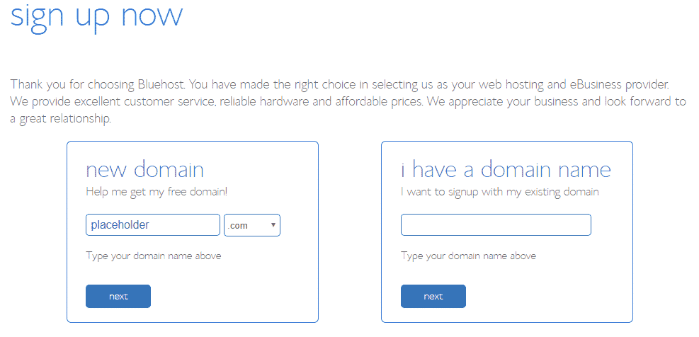 bluehost sign up page