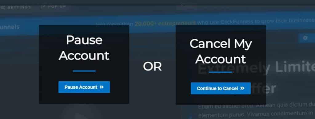 clickfunnels pause account options